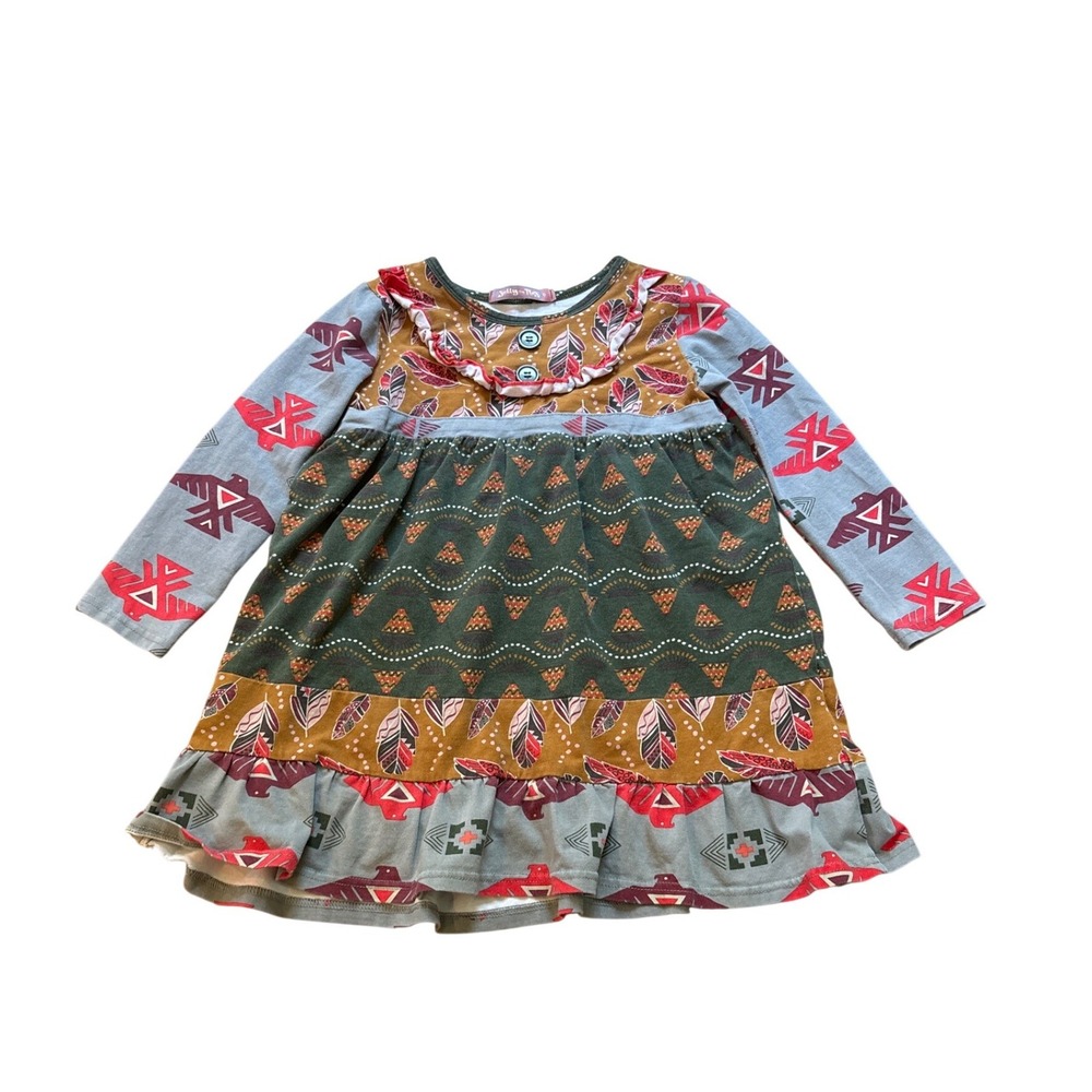 Jelly the Pug Tribal‎ Bri Knit Dress Kids Multicolor Boho Geometric SIZE 6